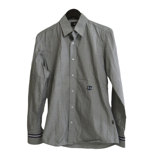 Just Cavalli Gray Cotten Button-Up Shirt Size 44 - Picture 1 of 11